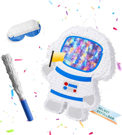Relaxdays Astronaut Piñata Set Stick Mask White-blue-yellow