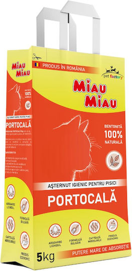 Miau-miau Nisip pentru Pisici din Bentonită cu Miros de Portocală 5 kg