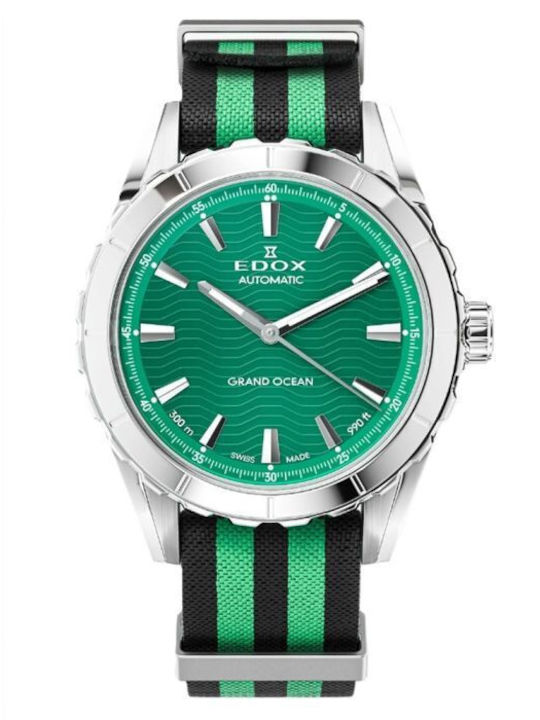 Edox Grand Ocean Мъжки Автоматичен Часовник със Зелена Текстилна Каишка Edox Grand Ocean Мъжки Автоматичен Часовник със Зелена Текстилна Каишка