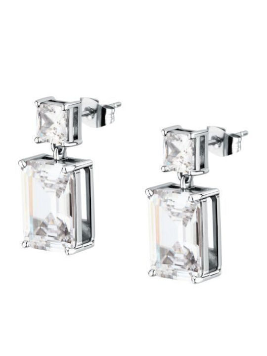 Karl Lagerfeld Lights Earr Brass Rh Cz White 2.3cm
