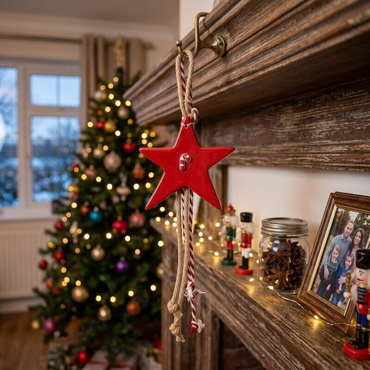 Grekas Handmade Hanging Star Lucky Charm Red Ceramic 40cm