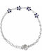Brățară Pentru Copii Din Argint 925 Jolie Cu Model Cu Floare Din Argint, Email Albastru Marin, Pietre De Zircon, Lungime 21 Cm, 4,6 G, Argint