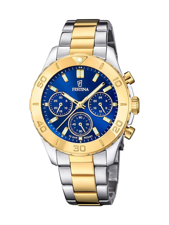 Festina Γυναικείο Ρολόι 39mm Χρονογράφος Μπαταρ...