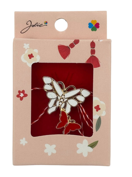 Broșă Mărțișor Mică în Cutie Jolie, Dimensiune Broșă 2,5-3 cm, Material Metalic, Model Fluture, Cutie Roz