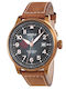 Women's Automatic Watch with Brown Leather Strap