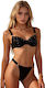 Black Wet Look Faux Leather Lingerie Set Annamu A-1207