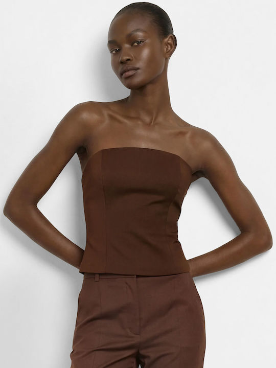 Women's Strapless Top Dark Brown