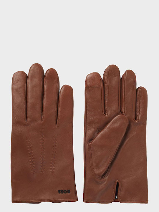 Boss Orange Men's Leather Touchscreen Gloves