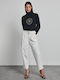 Olivia Women's Fabric Trousers in Baggy Fit Chalk