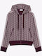 Women's Burgundy Hooded Sweatshirt Cardigan
