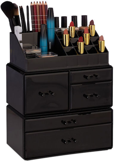 Relaxdays Organizator de cosmetice cu separatoare negru