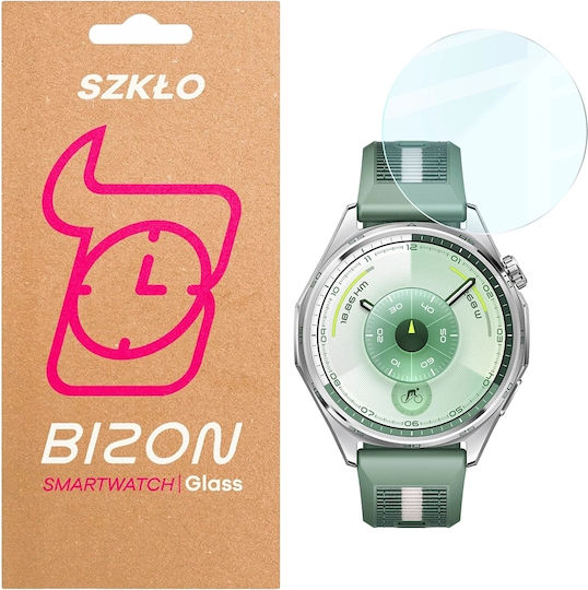Bizon Glass Watch folie de protecție pentru ecran din sticlă securizată transparentă, compatibilă cu Huawei Watch GT6 46 mm, transparentă