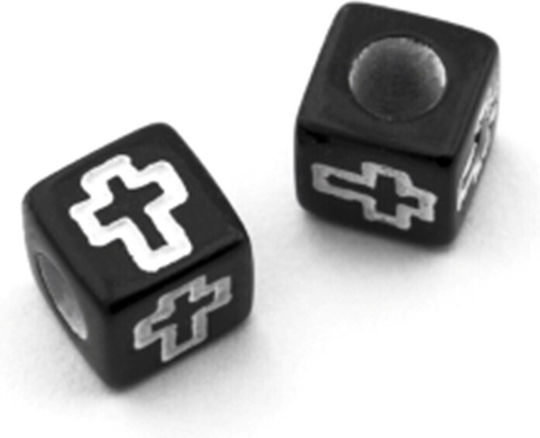 Acrylic Cube Bead Cross 6x6mm Ø4mm Black 350 Pcs