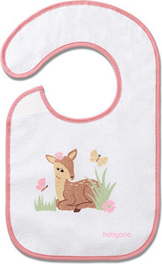 Babyono Terry Waterproof Fabric Bib with Hook and Loop Fastener Pink for 6 Months+
