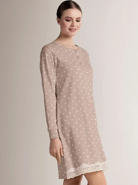 Infiore Winter Women's Nightgown Beige