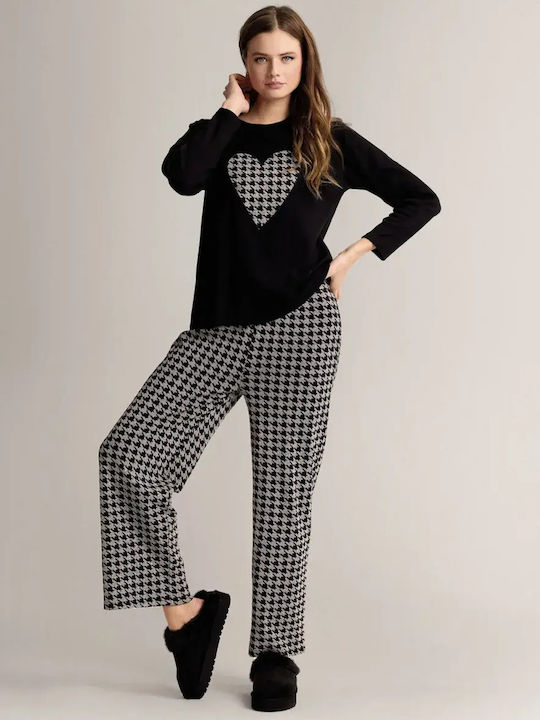 Infiore Winter Women's Black Pajama Set