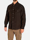 Фланелено Overshirt с Дълъг Ръкав, Стандартна Кройка, Кафяво
