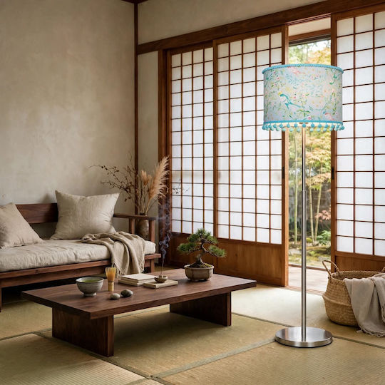 Floor Lamp with E27 Bulb Holder Blue