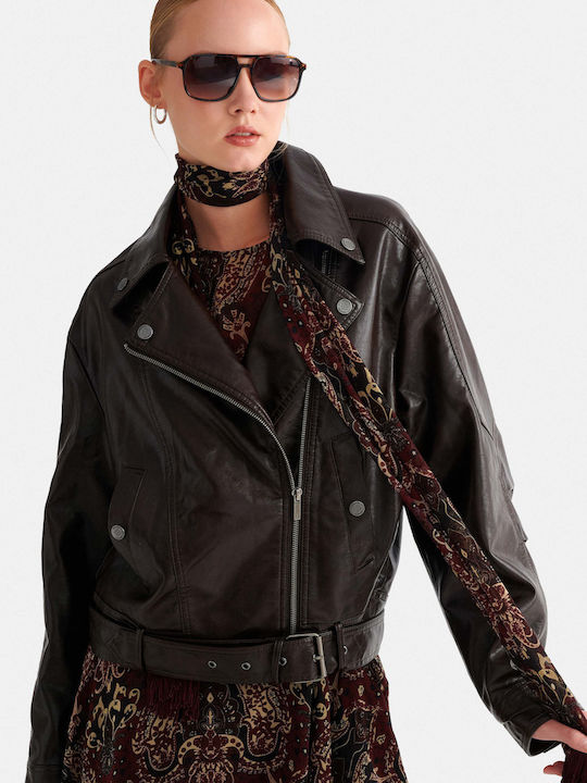 Γυναικείο Biker Jacket Καφέ
