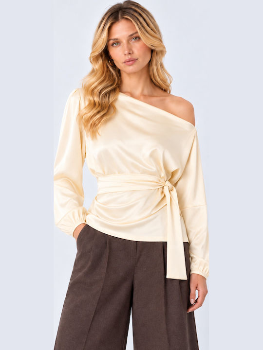 Women's Satin Blouse Butter-Yellow