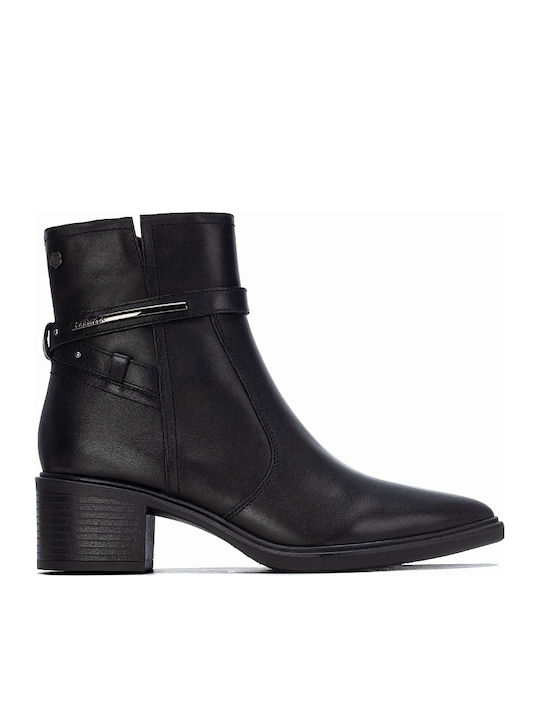 Leder Damenstiefeletten Schwarz