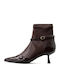 Damen-Stiefeletten aus braunem Lackleder