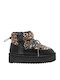 Nordic V2 Bomb Women's Ankle Boots with Fur Black