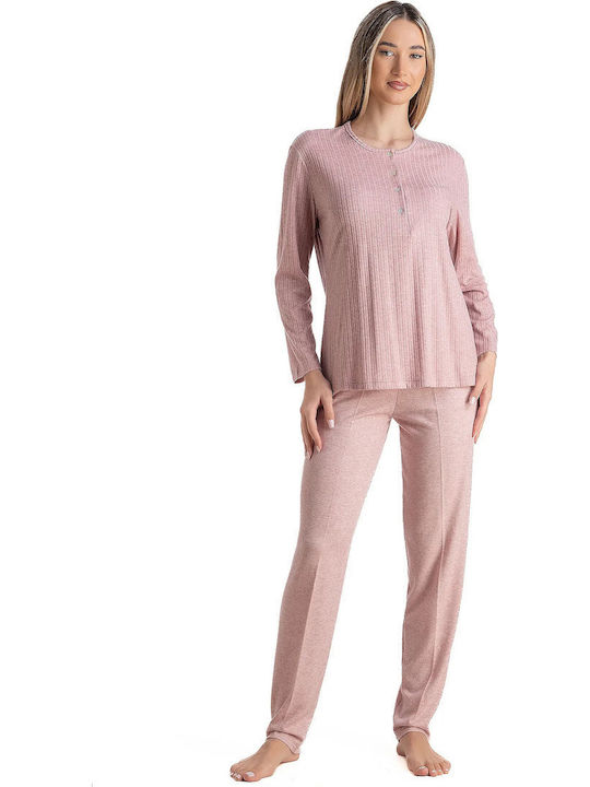 Relax Anatomic Winterliches Damen-Pyjama-Set Rosa 3426053-Rosa