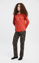 Bloom Set de Pijama de Damă pentru Iarnă Red Flame