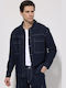 Long Sleeve Denim Shirt in Regular Fit Dark Blue