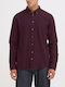 Long-Sleeve Cotton Shirt in Regular Fit Burgundy