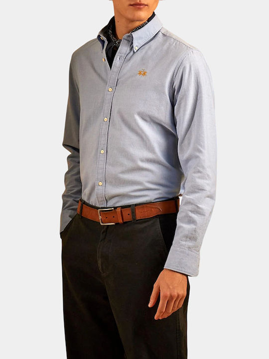 La Martina Long-Sleeve Shirt in Regular Fit Lightblue