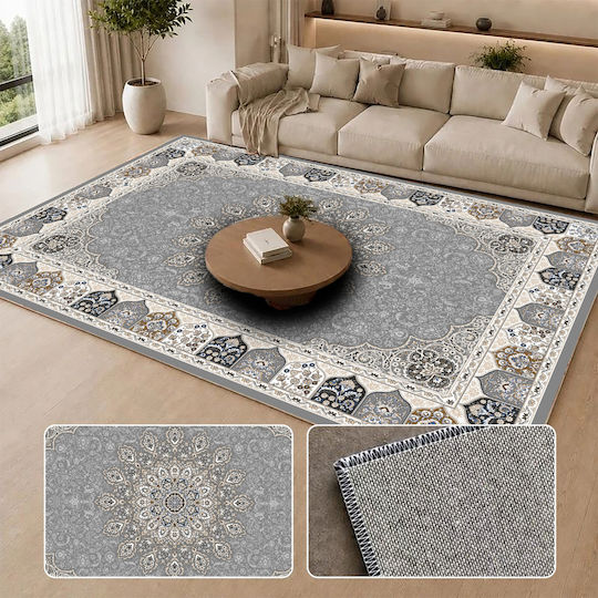 Homeone Flat Velvet Rug Rectangular with Fringes Grey 50x80cm
