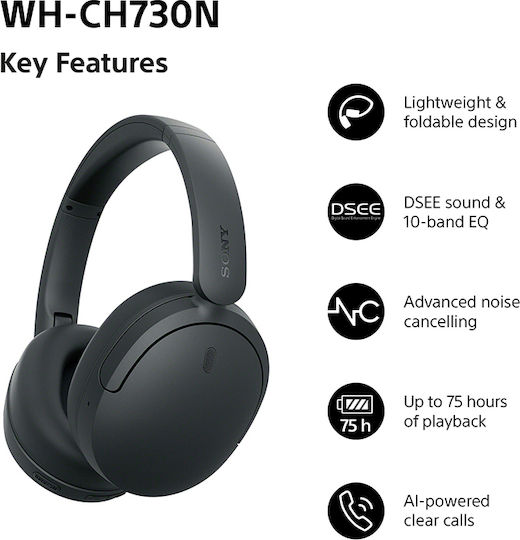 WH-CH730N Căști Over Ear Wireless / Cu Fir Cu 75 Ore Autonomie Negre