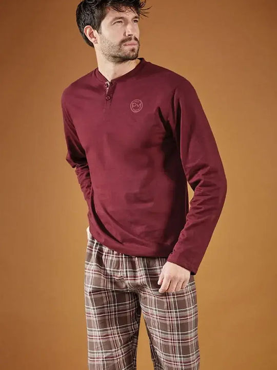 Paul Martin Winter Checked Men's Pyjamas Borgogna