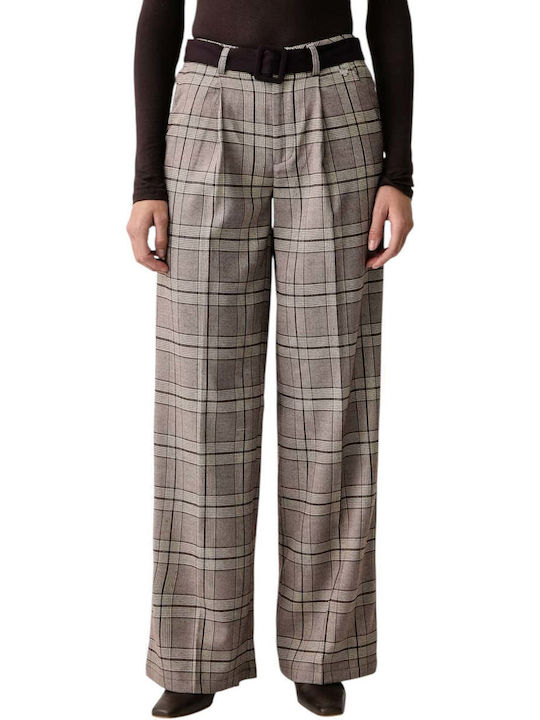 Silvian Heach Karierte Graue Damen-Stoffhose