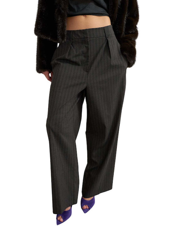 Topshop Women's Striped Brown Palazzo Trousers