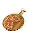 Relaxdays Platou de Servire pentru Pizza cu Mâner din Lemn 28x28 cm