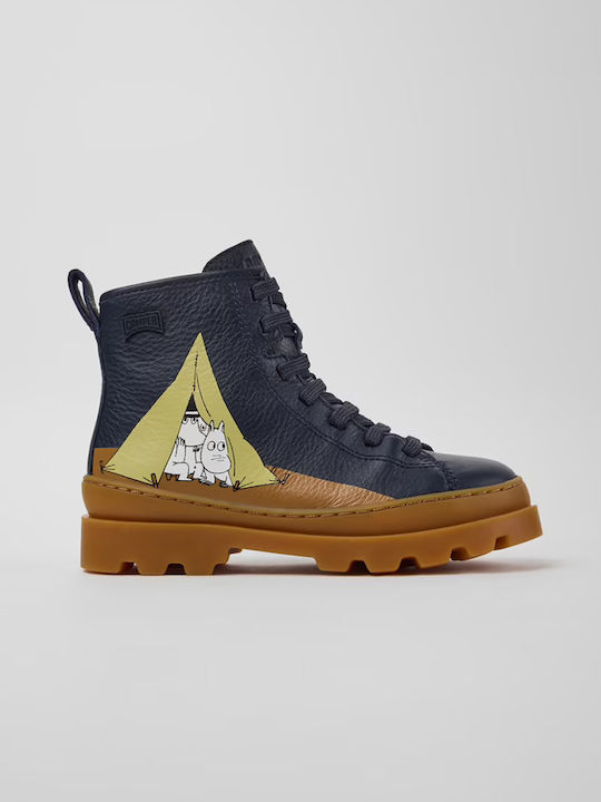 Camper Anatomic Leather Kids Ankle Boots with Z...
