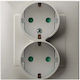 Ospel Double Recessed Power Socket with Beige Cover 2 Pieces