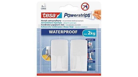 Tesa 59701-00000-03 Umerașe din Plastic cu Autocolant, Albe, 2 Bucăți