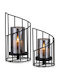 Relaxdays Set de Sfeșnice Metalice Negre 11 cm, 2 Buc.