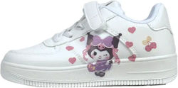 On Line Kids Sneakers with Hook & Loop Closure White