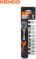 Kendo Ratchet and Socket Set 1/4" 12 Pieces Kendo Ratchet and Socket Set 1/4" 12 Pieces