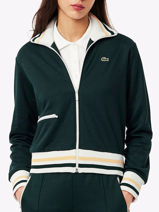Lacoste Суитшърт тип жилетка Тъмнозелен