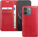 Zanaé Wallet Case Redmi Note 17 Pro Max Grained Effect Stand Red