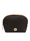 Vera Ostrich Leather Cosmetic Bag Chocolate Brown