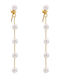 Gold Stainless Steel Earrings 316L Long Pearls 6.5 Cm E5002