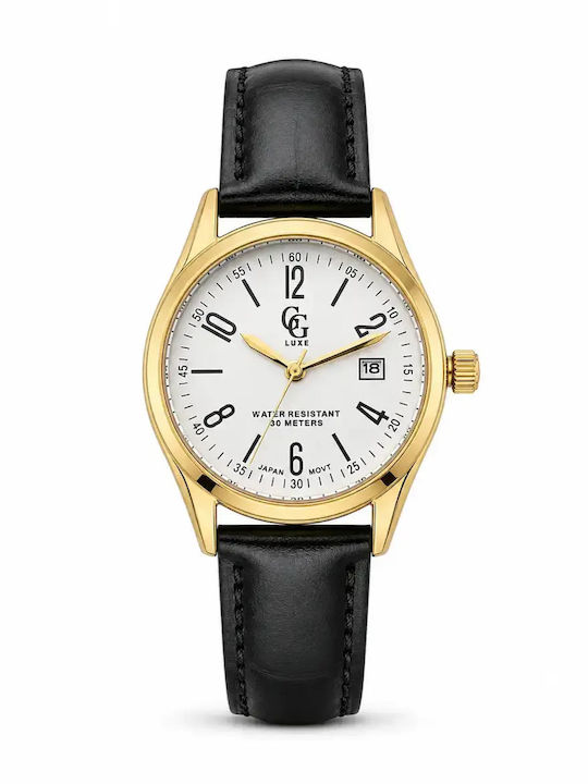 GG Luxe Timeless Ceas de Damă cu Cuarț și Curea din Piele Neagră GG Luxe Timeless Ceas de Damă cu Cuarț și Curea din Piele Neagră