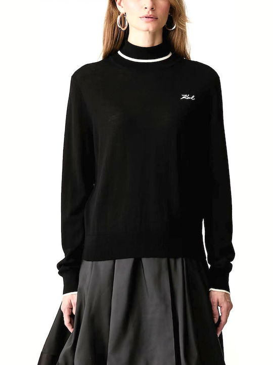 Damen-Rollkragenpullover Schwarz
